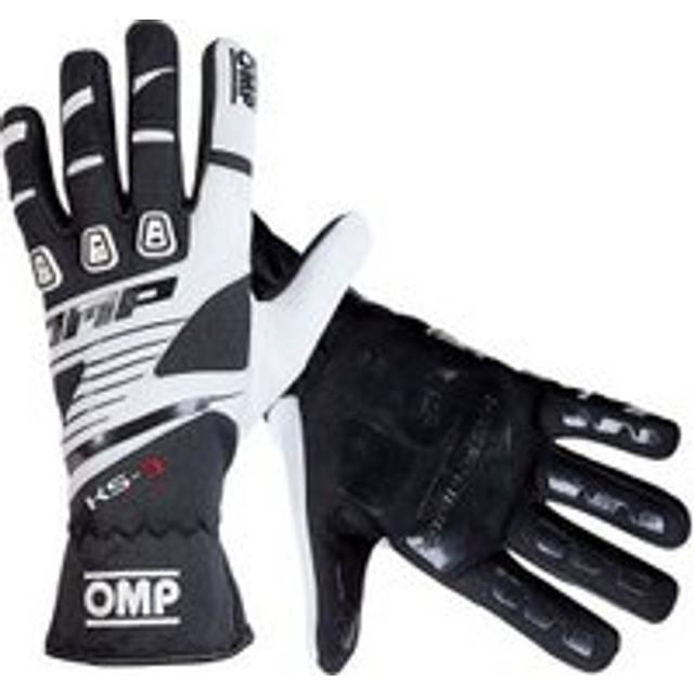 OMP KS-3 Kart Gloves - S, Black / White
