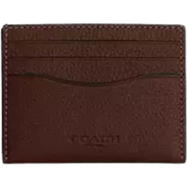 Coach Mens Slim ID Card Case in Pebbled Leather - Brown - One Size