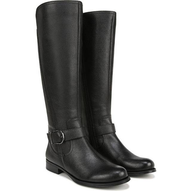 Naturalizer Jaya Knee High Boots, Black Leather, 7.5M Almond Toe, Zip Closure