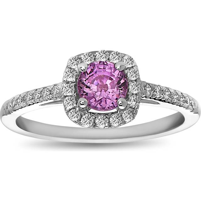 Louis Creations RL2084PSD-C5ENG-7 1.03 CTW Pink Sapphire & Diamond Engagement Ring, 14K White Gold - Size 7