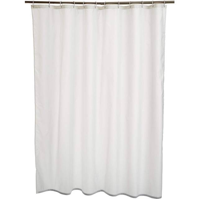 Solid Colour Fabric Shower Curtain Mould Resistant and Water Repellent, White, 180 x 180cm