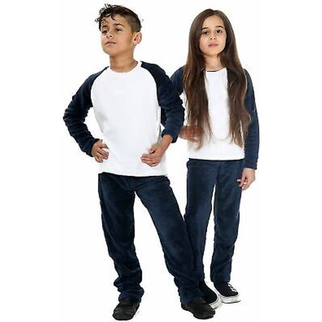 (3-4 Years, Navy) Girl Navy Pyjamas Fleece 2 Piece Flannel Set 2-13