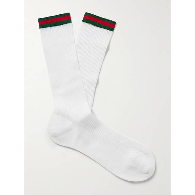 Gucci - Striped Ribbed Cotton-Blend Socks - Men - White - S