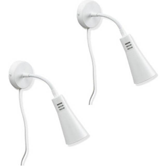 Valuelights - Edwards Pair of - Plug in White Flexible Gooseneck Easy Fit Adjustable Wall Lights