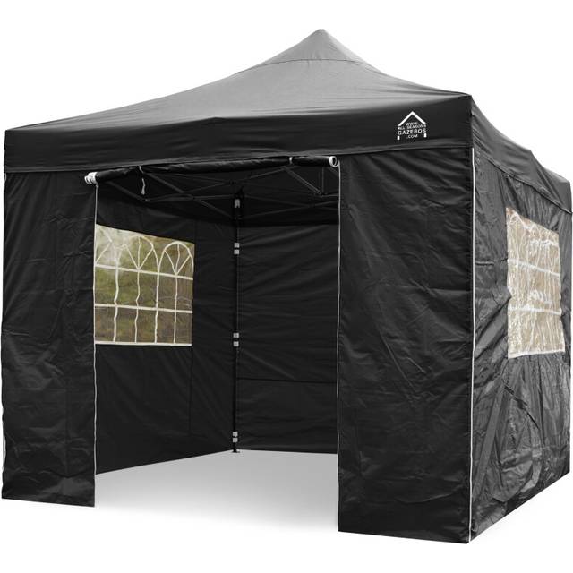 All Seasons Gazebos 3x3m Heavy Duty Fully Waterproof Pop up Gazebo With 4 Side Walls and Accessory Pack - Black