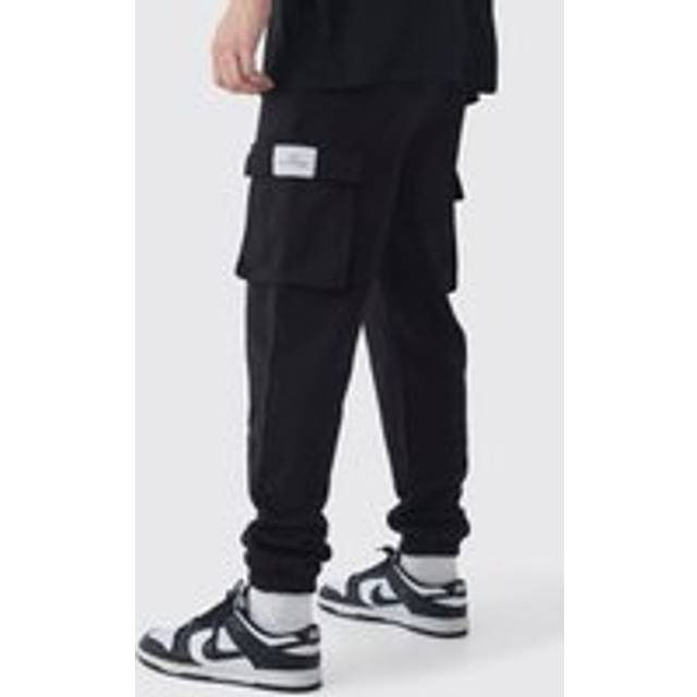 Tall Woven Tab Slim Fit Cargo Joggers - Black - S