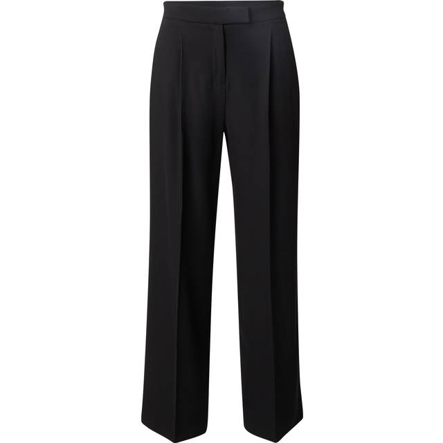 Soft Crepe Pleated Trousers - Black - 42