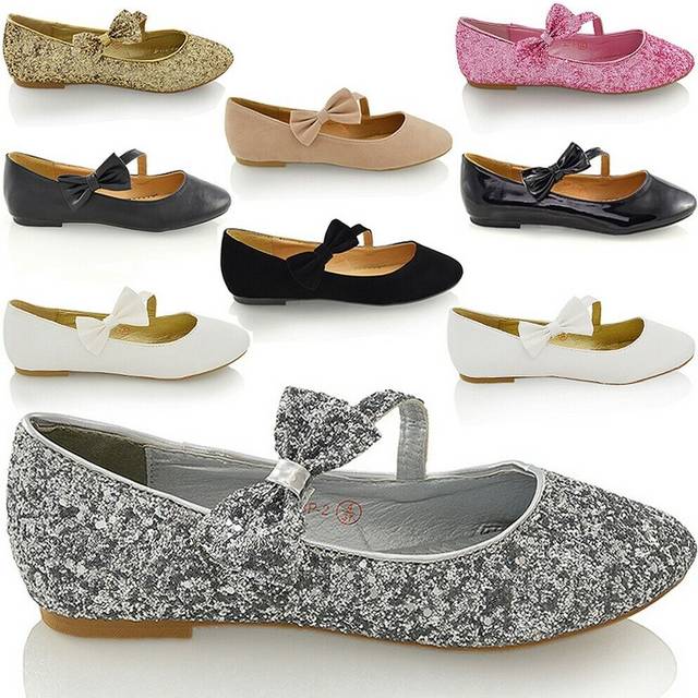 Womens flat bridal pumps ladies bow strap ballerina slip on wedding shoes 3-9