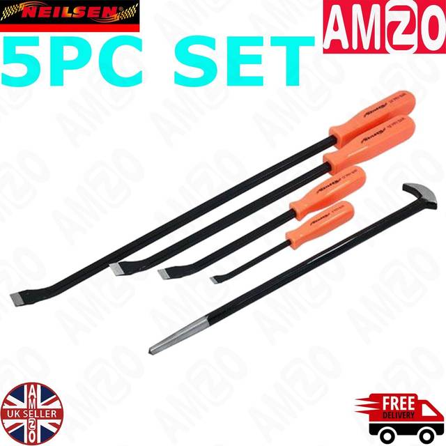 Neilsen 5pc Pry Crow Lever Bar Set Wrecking Roll Head Heel Puller Extra Long