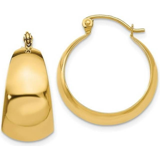 14K Yellow Gold Polished 10.5 mm Tapered Hoop Earrings