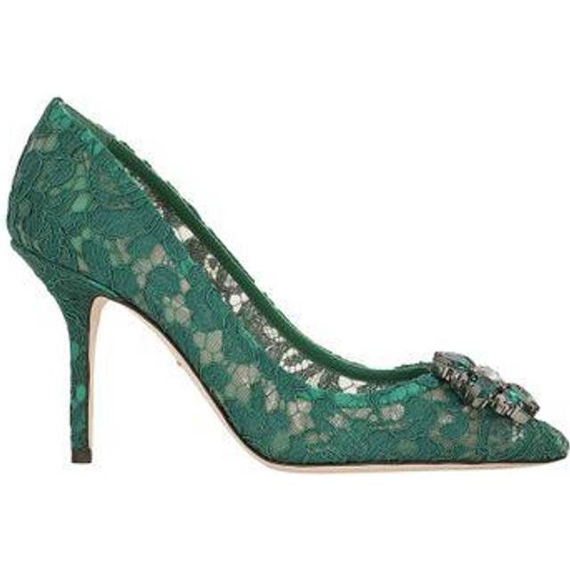 Dolce & Gabbana Women's Rainbow Lace Pumps in Dark Green | Size 38 | CD0101AL1988M072 (38)