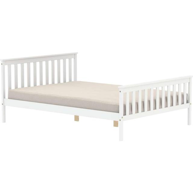 Small Double Bed Frame & Mattress White Wood Birlea Sleepsoul Cambridge 4FT