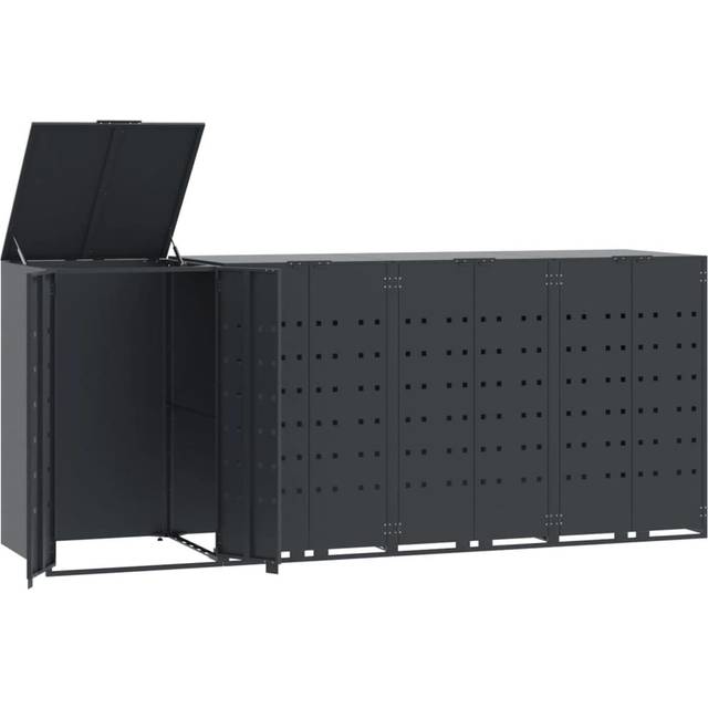 vidaXL Skjul för sopkärl för 4 platser antracit 276x79x117 cm stål