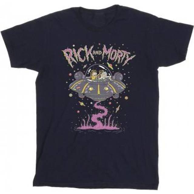 (XL, Black) Rick And Morty Mens Pink Spaceship T-Shirt