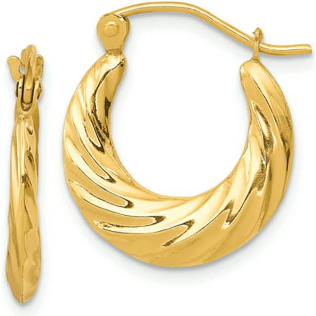 10K Yellow Gold Fancy Small Hoop Earrings