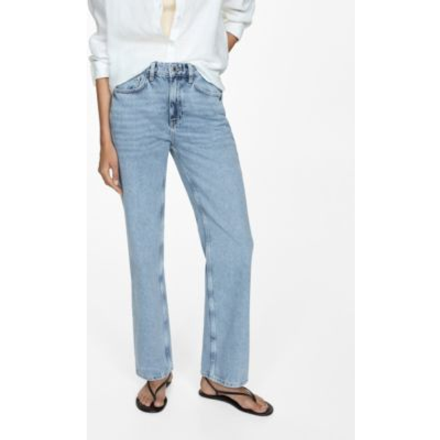 MANGO Matilda Straight Jeans, Medium Rise Dam Jeans Stl. 42 - Från Magasin - Open Blue (42)