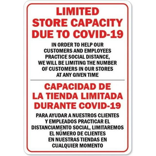 SignMission OS-NS-D-3648-25450 Public Safety Sign - Limited Store Capacity Due to Covid-19 Spanish