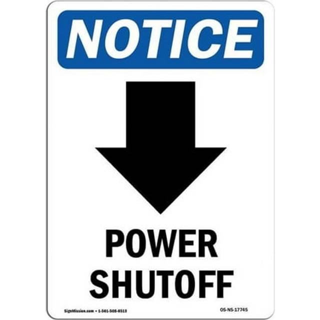 SignMission OS-NS-A-1014-V-17745 10 x 14 in. OSHA Notice Sign - Power Shutoff Down Arrow