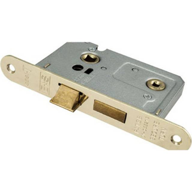 Electro brass locking bathroom door sashlock latch - radius forend 76mm deep