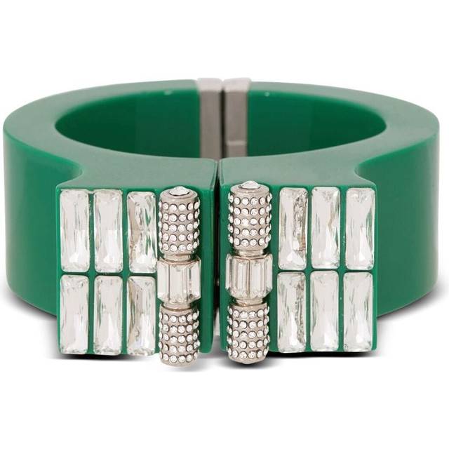 Balmain, Accessoarer, Dam, S, Mässing, strass och harts manschett - green (S)
