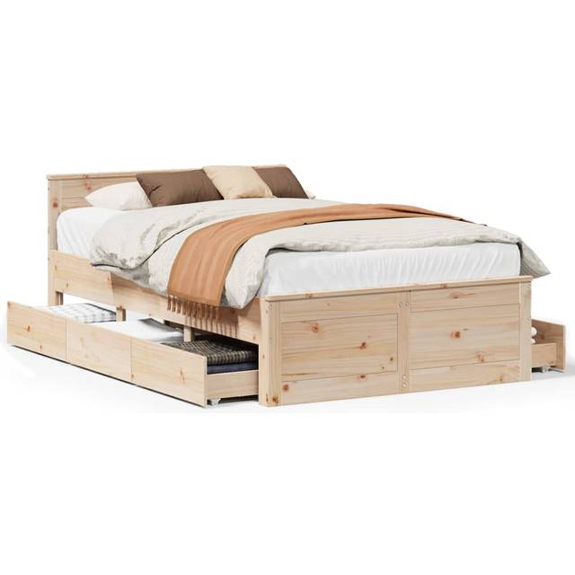 vidaXL Sängram utan madrass med huvudgavel 120x190 cm massiv furu