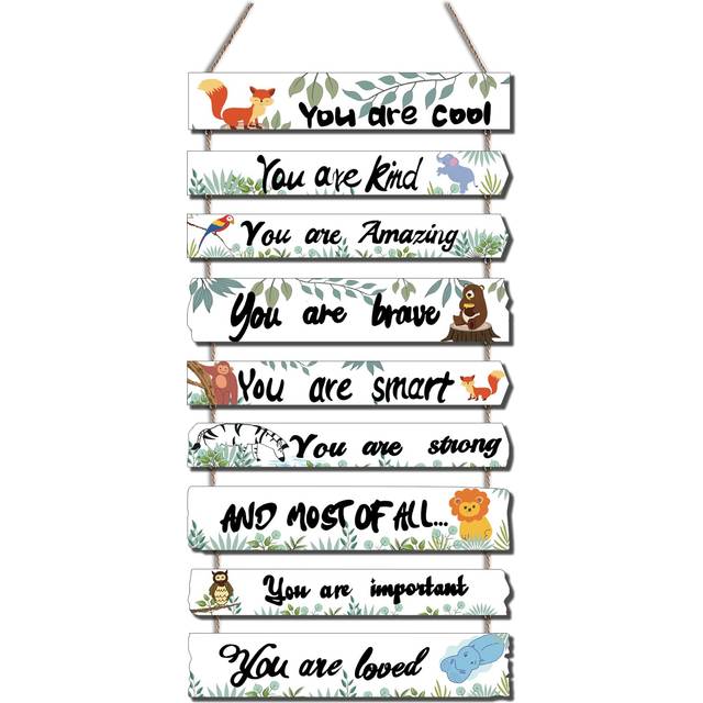 Woodland Nursery Room Decor for Baby Bedroom - Jungle Safari Animal Theme Wall Decor for Toddler Boy or Girl - Colorful Elephant Giraffe Lion Forest W