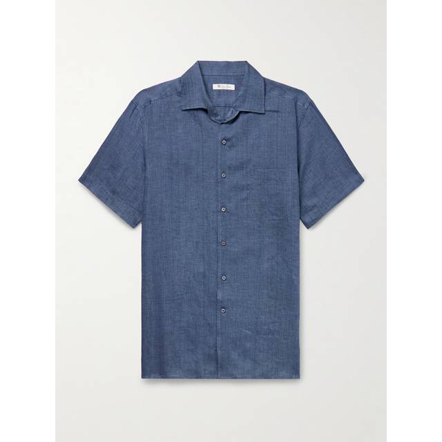 Loro Piana - André Camp-Collar Linen Shirt - Men - Blue - XL