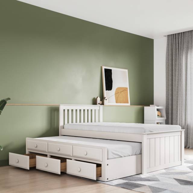 Flair Montana Captain's Bed with Drawers & Trundle White