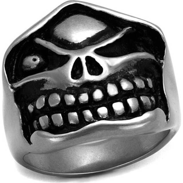 Alamode TK2418-11 Antique Silver Stainless Steel Ring with Epoxy, Jet - Size 11