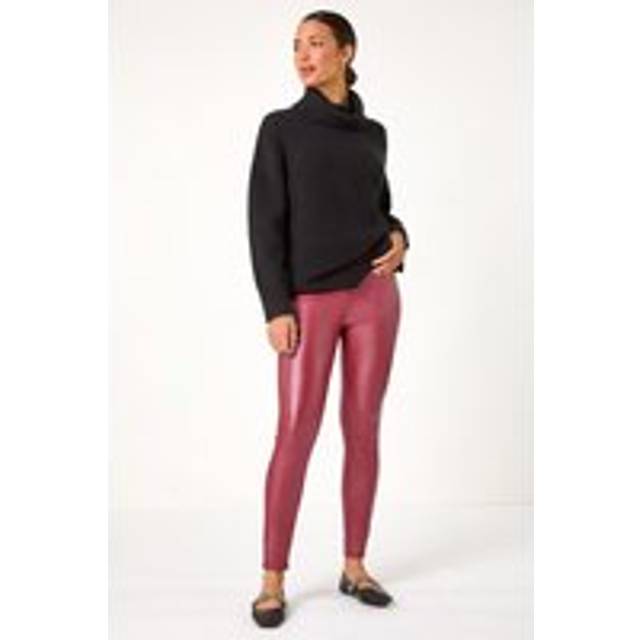 Roman Wine Coated Faux Leather Leggings - Size 16