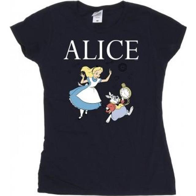 Disney Womens/Ladies Alice In Wonderland Follow The Rabbit Cotton T-Shirt L marinblå färg