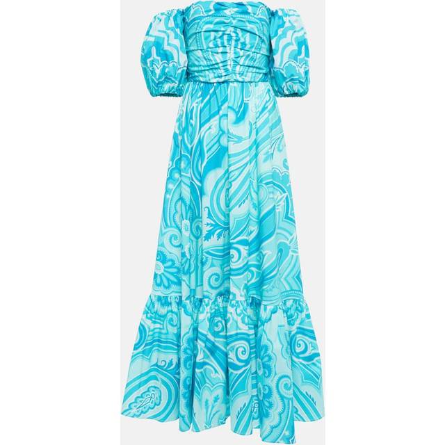 Etro Paisley cotton-blend midi dress - blue (UK 16)