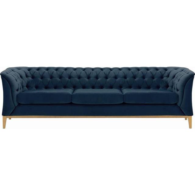 Burnham Velvet 3 Seater Sofa - Navy (74cm H X 248cm W X 80cm D)