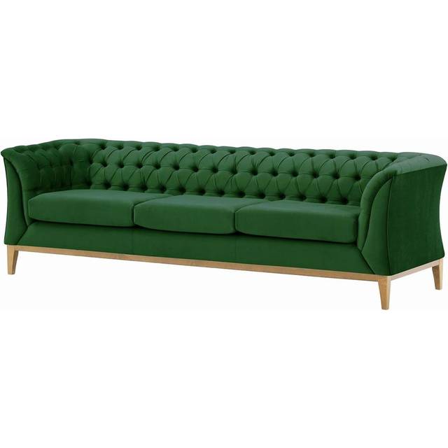 Burnham Velvet 3 Seater Sofa - Green (74cm H X 248cm W X 80cm D)
