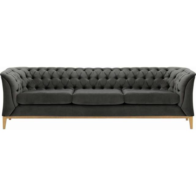 Burnham Velvet 3 Seater Sofa - Grey (74cm H X 248cm W X 80cm D)