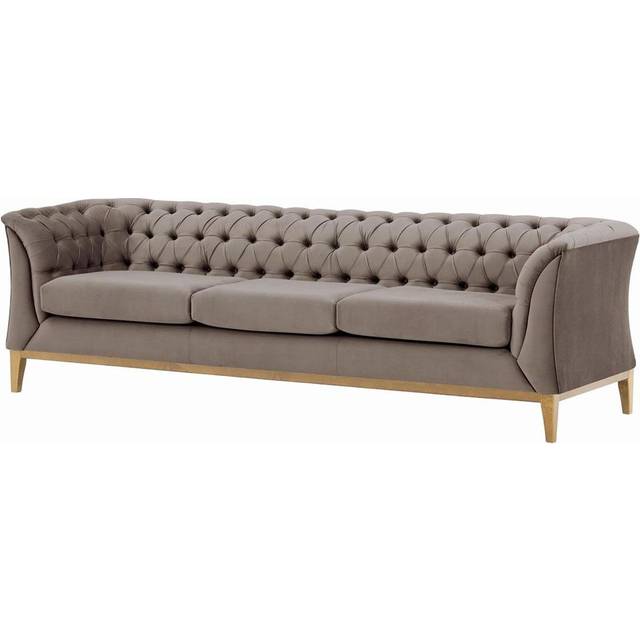 Burnham Velvet 3 Seater Sofa - Light Brown (74cm H X 248cm W X 80cm D)