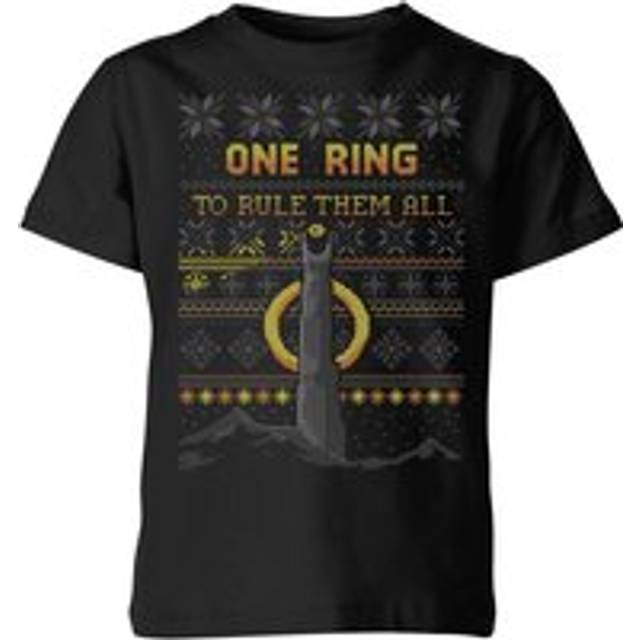 The Lord Of The Rings One Ring Kids' Christmas T-Shirt in Black - 11-12 Years