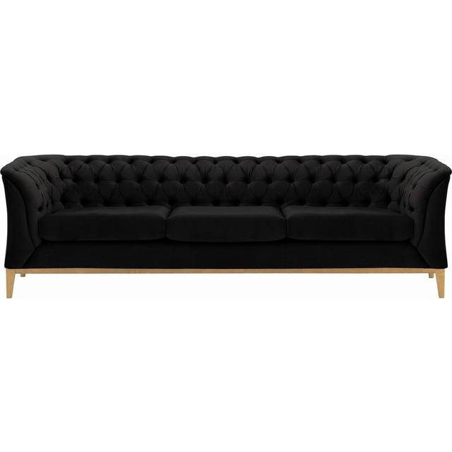 Burnham Velvet 3 Seater Sofa - Black (74cm H X 248cm W X 80cm D)
