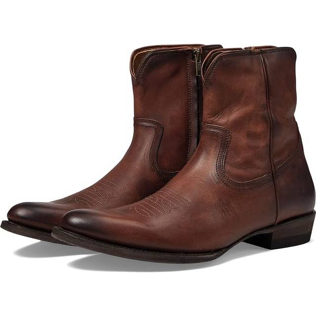 Frye Men's Austin Leather Inside Zip Plain Toe Boots Cognac - Size: 12 D-Width - Brown