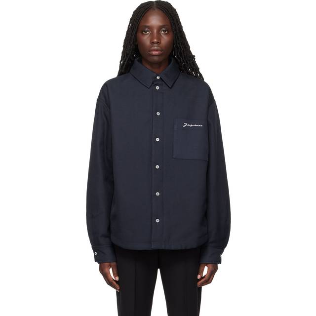 JACQUEMUS Navy Le Raphia 'La chemise Boulanger' Shirt - 390 Dark Navy - FR 46