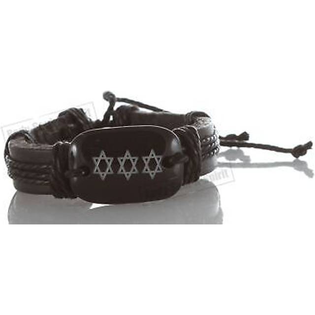 1 black jewish magen star of david bangle leather bracelet wristband god sacred