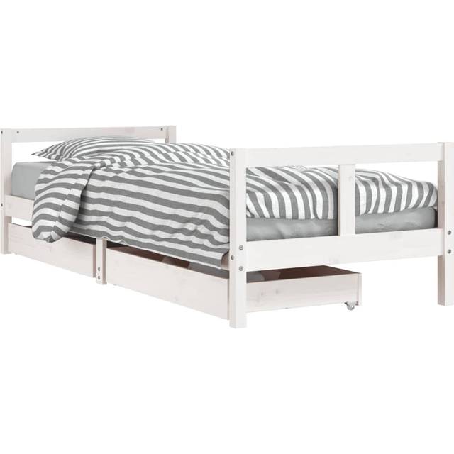 vidaXL Kids Bed Frame with Drawers White 80x200 cm Solid Wood Pine
