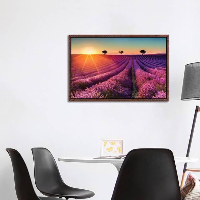 Plateau De Valensole Lavender Field Sunset II by Susanne Kremer - Gallery-Wrapped Canvas Giclée - Classic Wood Framed (66.04cm H x 101.6cm W x 3.81cm D)