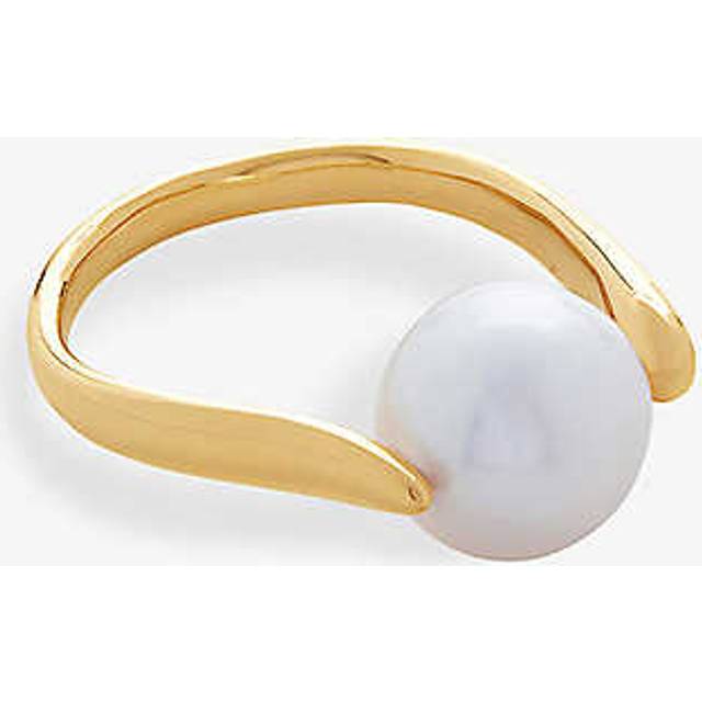 Monica Vinader Nura Round Pearl Ring, Gold