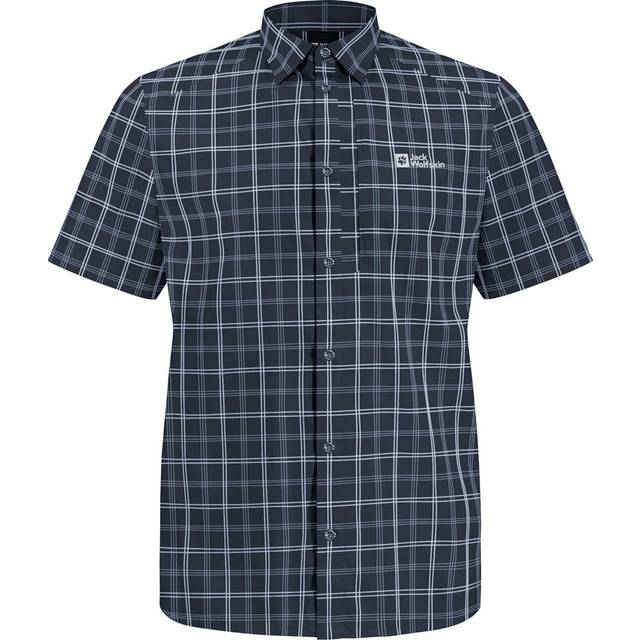 Jack Wolfskin Men's Norbo Short Sleeve Check Shirt, Blue Checks