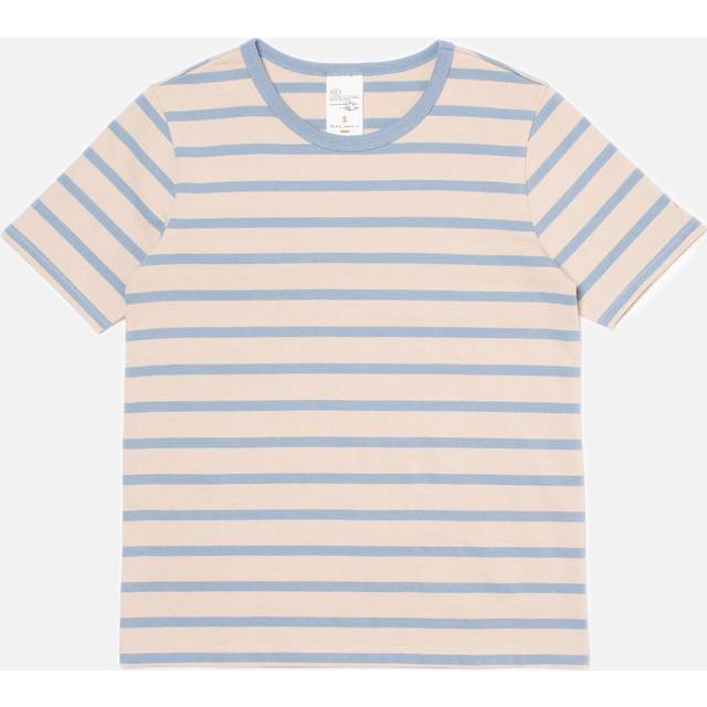 Nudie Jeans Joni Breton Stripe T-Shirt Blue/Beige Women's Organic T-shirts X Small Sustainable Clothing (X Small)