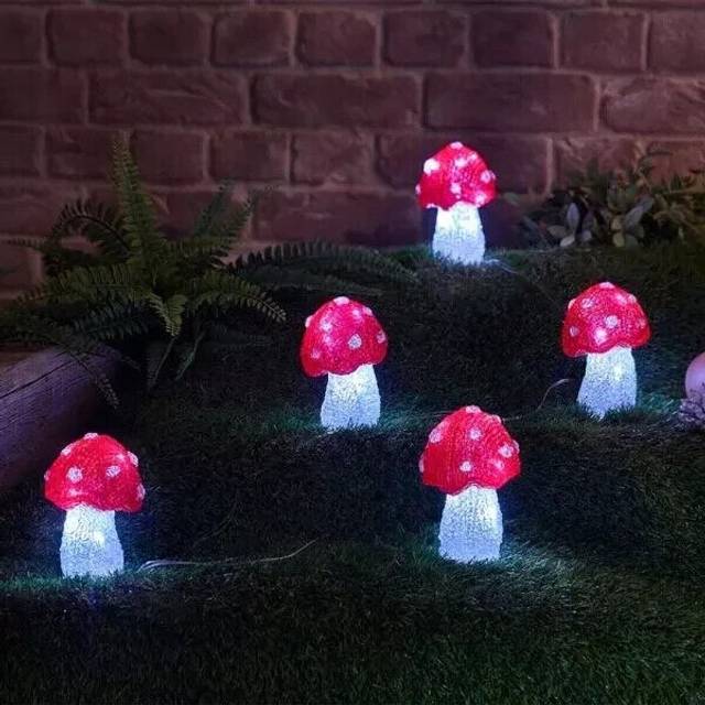5pc inlit ice shroomz christmas battery powered indoor & outdoor lights decor