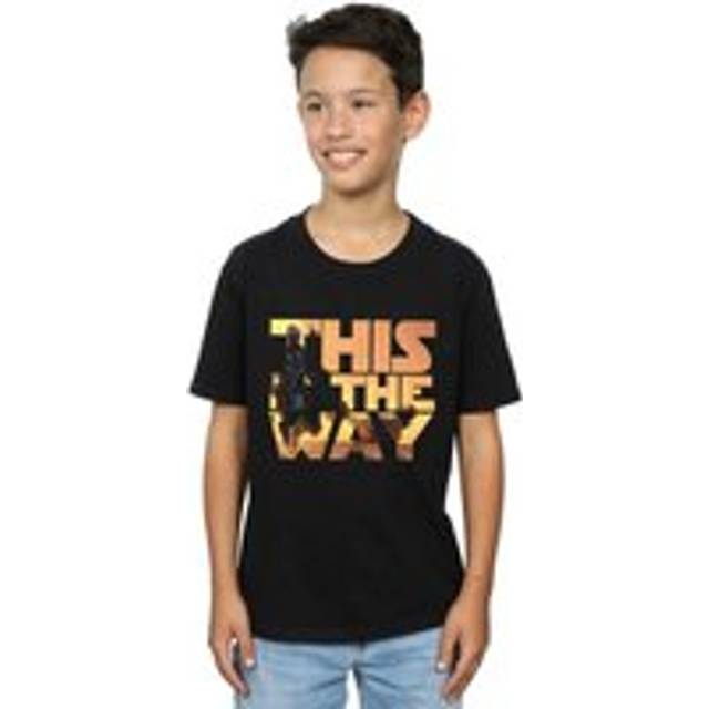 The Mandalorian The Way Poster Text T-Shirt - Black - 7-8 Years