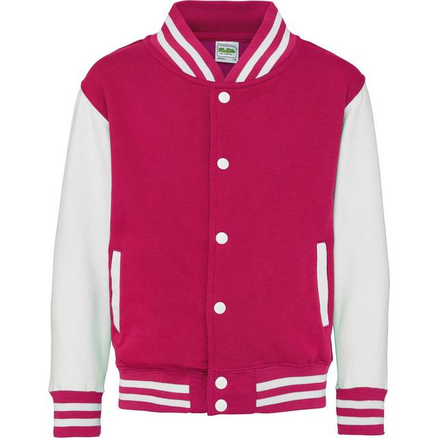 (7-8 Years, Hot Pink/White) Awdis Childrens/Kids Varsity Jacket