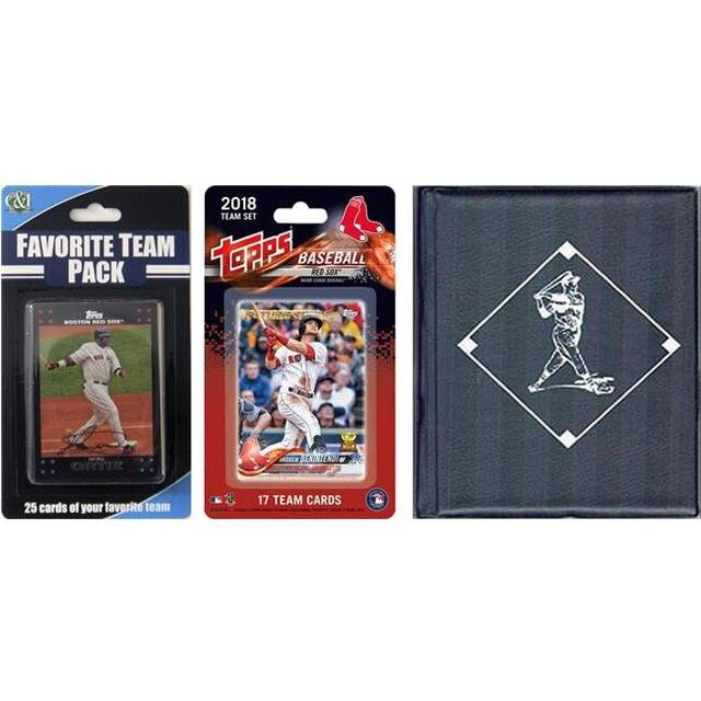 C & I Collectables  MLB Boston Red Sox Licensed 2018 Topps Team Set & Favorite Player Trading Cards Plus Storage Album
